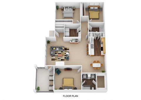 3 bedroom 2 bathroom floor plan A at Bishops Gate, Cincinnati